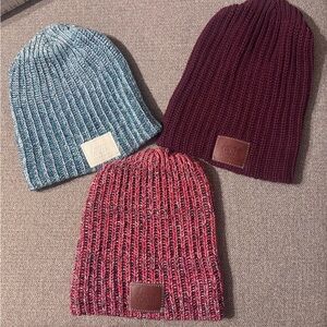 Love Your Melon Beanie Trio - Blue, Burgundy, Red